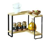 Kesper | Mensola angolare da cucina con 2 ripiani, materiale: fibra di metallo, dimensioni: 30 x 28 x 30 cm, colore: naturale, nero | 27832