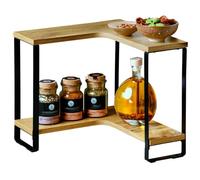 Kesper | Mensola angolare da cucina con 2 ripiani, materiale: fibra di metallo, dimensioni: 30 x 28 x 30 cm, colore: naturale, nero | 27832