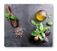 Kesper Multivetro tagliere/copertura stufa/pannello stufa, materiale: vetro di sicurezza ESG, dimensioni: 56 x 50 x 0,8 cm, motivo: basilico, colore: grigio, verde, marrone, 36584 13