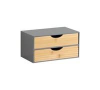 Kesper | Organizer con 2 cassetti, Materiale: truciolato e bambù Certificato FSC®, Dimensioni: 27 x 16 x 14 cm, Colore: Grigio, Naturale | 58963