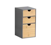 KESPER | Organizer con 3 cassetti, materiale: truciolato e bambù certificato FSC®, dimensioni: 14 x 16 x 27 cm, colore: grigio, naturale | 58965