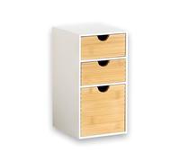 KESPER | Organizer con 3 cassetti, materiale: truciolato e bambù certificato FSC®, dimensioni: 14 x 16 x 27 cm, colore: bianco, naturale | 58964