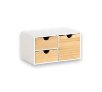 Kesper | Organizer con 3 cassetti, MDF e bambù, Dimensioni: 27 x 16 x 14 cm, Colore: Bianco, Naturale | 58960