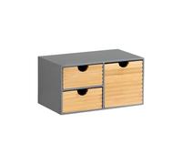 Kesper | Organizer con 3 cassetti, MDF e bambù, Dimensioni: 27 x 16 x 14 cm, Colore: Grigio, Naturale | 58961