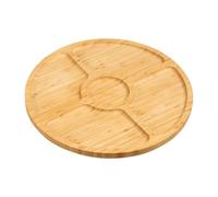 Kesper | Piatto da portata rotondo | Materiale: bambù certificato FSC® | 4 scomparti con bordo | ø 35 cm | spessore 1,5 cm | piatto da snack & piatto da portata | Colore: marrone naturale | 58447