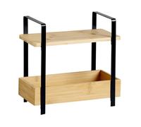 KESPER | Scaffale da cucina a 2 ripiani, materiale: bambù certificato FSC® (FSC® C014021) & metallo, dimensioni: 30 x 14 x 30 cm, colore: naturale, nero | 58810