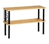 Kesper | Scaffale da cucina Materiale: bambù, metallo, dimensioni: 55 x 20 x 38 cm, 2 ripiani, griglia metallica con 3 ganci, colore: nero naturale | 58809