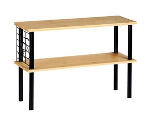 Kesper | Scaffale da cucina Materiale: bambù, metallo, dimensioni: 55 x 20 x 38 cm, 2 ripiani, griglia metallica con 3 ganci, colore: nero naturale | 58809