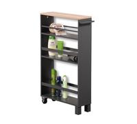 Kesper | Scaffale per nicchia arrotolabile, materiale: truciolato con pellicola decorativa, dimensioni: 50 x 15 cm, altezza: 79 cm, colore: grigio, naturale | 24856 13