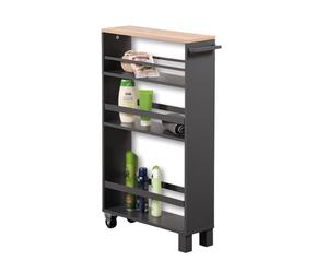 Kesper | Scaffale per nicchia arrotolabile, materiale: truciolato con pellicola decorativa, dimensioni: 50 x 15 cm, altezza: 79 cm, colore: grigio, naturale | 24856 13