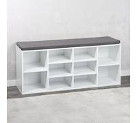 Kesper | Scarpiera con cuscino | laccato bianco | scomparti divisibili variabilmente | truciolato certificato FSC | 103,5 x 48 x 29,5 cm | 9230713