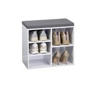 Kesper | Scarpiera con cuscino, materiale: fibra di legno, dimensioni: 51,5 x 48 cm x 29,5 cm, colore: bianco, grigio |15905