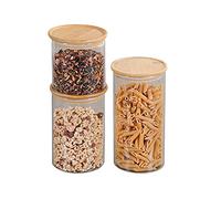 Kesper Set di 3 barattoli in vetro con coperchio in bambù