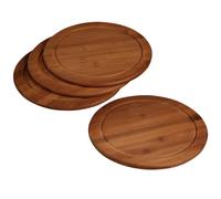 Kesper Set di 4 piatti Vesperta, rotondi, Ø 25 cm, piatti da colazione in bambù con scanalatura per succo, piatti per il pane sostenibili in legno certificato FSC, robusti e delicati sui coltelli