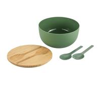 Kesper - Set di insalatiera con posate per insalata, materiale: plastica (PP), bambù, dimensioni: D 24 x H 13 cm, colore: verde, marrone - 58471