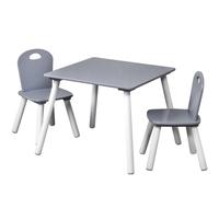 Kesper | Tavolo per bambini con 2 sedie, materiale: fibra di legno, dimensioni: 55 x 55 x 45 cm, colore: bianco, grigio | 17732 13
