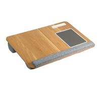 KESPER | Vassoio per laptop con cuscino e tappetino per mouse, materiale: pannello MDF certificato FSC®, dimensioni: 54,5 x 35,5 x 9,5 cm, colore: naturale, grigio | 77623