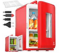 KESSER® 2in1 mini frigo box 15 litri funzione raffreddamento e riscaldamento portatile AC DC 220-240V/12V presa e accendisigari scalda sigaretta mini box termico auto ufficio, rosso