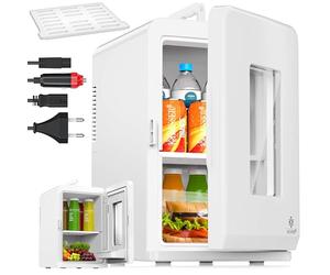 KESSER® 2in1 mini frigo box 15 litri funzione raffreddamento e riscaldamento portatile AC DC 220-240V/12V presa e accendisigari scalda sigaretta mini box termico auto ufficio, bianco