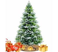 KESSER® - Albero di Natale artificiale, 210 cm, con 1246 punte, decorazione natalizia, abete artificiale, montaggio rapido, incluso supporto, in polietilene (PE), colore verde e bianco - 2,1 m