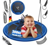 KESSER® Altalena a nido di uccello, diametro 60 cm, portata massima 200 kg, con cuscino e 4 maniglie regolabili, per bambini e adulti, blu