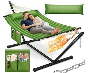 KESSER® Amaca con telaio e cuscino, Amaca doppia per 2 Persone, Portata 200 kg, Interno ed esterno, XXL, Sedia sospesa, Giardino, Piscina, Balcone, Terrazza - Khaki