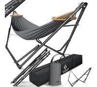 KESSER® Amaca Vill con telaio in metallo, pieghevole, regolabile, stabile, per interni ed esterni, con borsa per il trasporto + sacchetto, per amaca da campeggio, giardino, piscina, balcone, terrazza,