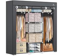 KESSER® Armadio in Tessuto Stabile Con Asta Appendiabiti e Ripiani, Include 5 Grucce, per Camera da Letto, Spogliatoio, Guardaroba, 150 x 45 x 175 cm