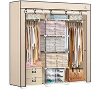KESSER® Armadio in Tessuto Stabile Con Asta Appendiabiti e Ripiani, Include 5 Grucce, per Camera da Letto, Spogliatoio, Guardaroba, 150 x 45 x 175 cm
