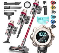 KESSER® Aspirapolvere a batteria 2 in 1, senza sacchetto, con filtro HEPA, fino a 40 minuti di autonomia, bocchetta per fessure e spazzola per la polvere, luce a LED, XL, contenitore per la polvere