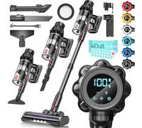 KESSER® Aspirapolvere senza fili fino a 70 minuti di autonomia e silenzioso, con display a LED, senza sacchetto, con spazzola anti-tangle, per pavimenti duri, tappeti, peli di animali domestici