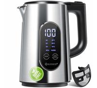 KESSER® Bollitore in Acciaio inox da 1,7 Litri, Display LED, 4 Modi - 40°C-100°C, 30min Mantenimento in Caldo, 2200W, Senza BPA, Filtro Anticalcare & Easy-Open-Coperchio, Argento