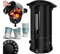 KESSER® Bollitore per vin brulé, 10 l, in acciaio inox, con 10 bicchieri per vin brulé, con termostato, macchina per bevande calde, distributore automatico di acqua calda, indicatore di livello