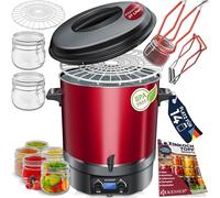 KESSER Bollitore per vin brulé, 27 litri, con timer, 2000 Watt, temperatura da 30 a 100 °C, tempo fino a 120 minuti e funzionamento continuo, spegnimento automatico, 2 bicchieri e pinze