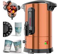 KESSER® Bollitore per vin brulé, 6,8/10/20/30 l, in acciaio inox, con tazza, bollitore per vin brulé con termostato, per bevande calde, distributore di acqua calda, bollitore automatico, indicatore di