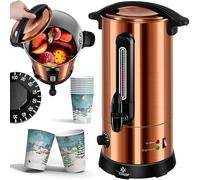 KESSER Bollitore per vin brulé, 6,8 l, in acciaio inox, con 10 tazze, bollitore per vin brulé, macchina per bevande calde, distributore automatico di acqua calda, indicatore di livello rubinetto, rame