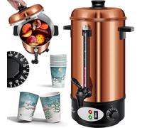 KESSER® Bollitore per vin brulé, 8 l, in acciaio inox, con 10 bicchieri per vin brulé, con termostato, macchina per bevande calde, distributore automatico di acqua calda, indicatore di livello di