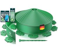 KESSER® Bordo flessibile per prato in plastica, lunghezza 10m, altezza, 5cm, 50 ancoraggi, 1 paio di guanti, bordatura per aiuole, bordo per aiuole, bordo per falciatura