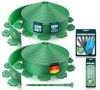 KESSER® Bordo flessibile per prato in plastica, lunghezza 20m, altezza, 5cm, 100 ancoraggi, 2 paia di guanti, bordatura per aiuole, bordo per aiuole, bordo per falciatura