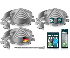 KESSER® Bordo flessibile per prato in plastica, lunghezza 30m, altezza, 5cm, 150 ancoraggi, 3 paia di guanti, bordatura per aiuole, bordo per aiuole, bordo per falciatura