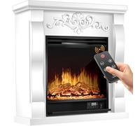 KESSER® Caminetto Elettrico da Appoggio - Effetto Fiamma LED 3D, Funzione Riscaldamento, Potenza 1800W (Villa/Weiß)