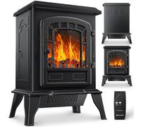 KESSER® Camino elettrico con termoventilatore da 2000W - caminetto elettrico - riscaldamento - effetto fuoco a LED - stufa effetto fiamma - termocamino silenzioso e regolabile, Nero