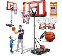 KESSER® Canestro di basket Premium con supporto e rotelle incl. pallone da basket + pompa; altezza canestro regolabile da 230 a 305 cm; impianto basket da esterno completo