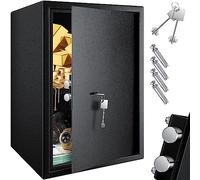KESSER® Cassaforte per mobili con doppia serratura, cassaforte da parete, cassaforte da parete, 50 x 35 x 31 cm, con 2 chiavi e viti di fissaggio, argento
