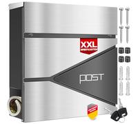 KESSER® Cassetta delle lettere con scomparto per giornali, montaggio a parete, in acciaio inox, 2 chiavi con serratura, moderna cassetta postale, rotolo per giornali, con materiale di montaggio,