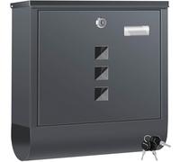 KESSER Cassetta delle lettere in acciaio inox con scomparto per giornali, targhetta per nome, finestra di visualizzazione, spazzolata, 3 chiavi con serratura, verniciato a polvere, montaggio a parete