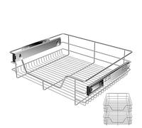 KESSER® Cassetto Telescopico - 2x 60cm - Armadio e Cestello Estraibile per Cucina - Cassetto Ad Estrazione Totale - Argento