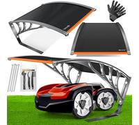 KESSER® Copertura per tosaerba, robot da giardino, resistente alle intemperie, con guanti e set di spazzole, dimensioni 82 x 103 x 47 cm, nero/arancione