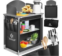 KESSER® Cucina da Campeggio, Armadietto da Campeggio con Borsa per Trasporto e Set di Bicchieri, Struttura in Alluminio, Colore Antracite