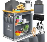 KESSER® Cucina da campeggio, con borsa per il trasporto e set di bicchieri, armadietto da campeggio pieghevole, con struttura in alluminio, cucina da viaggio, armadietto da tenda, cucina da campeggio,